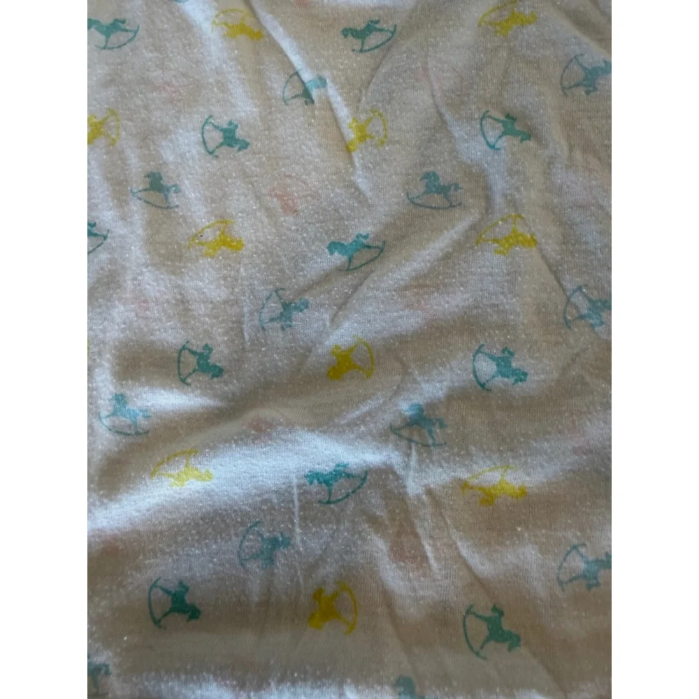 Vintage baby Spencer’s White Blue Rocking Horse Sleep Sack 0-3 Months